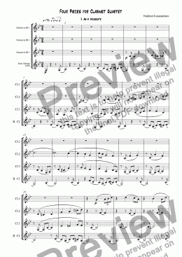 page one of 3. As-If Moderate (from Four Pieces for Clarinet Quartet)