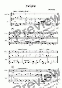 page one of Whispers   (Tenor Sax and Piano)