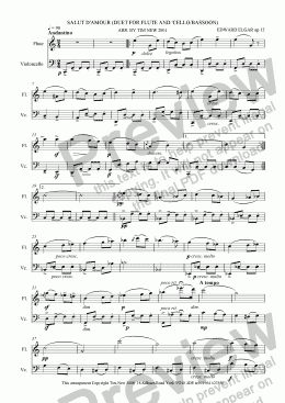 page one of SALUT D’AMOUR (DUET FOR FLUTE AND ’CELLO/BASSOON)