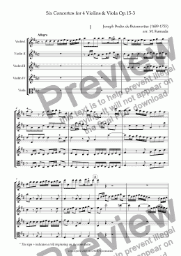 page one of Six Concertos No.3 for four Violins & Viola Op.15-3