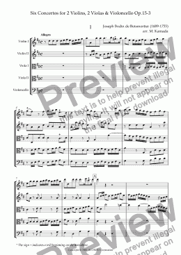 page one of Six Concertos No.3 for two Violins, two Violas & Violoncello Op.15-3