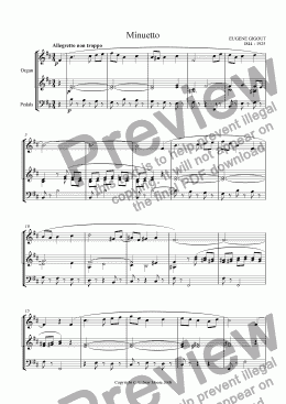page one of Minuetto for organ