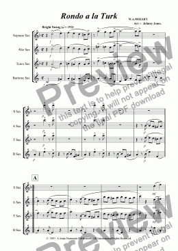 page one of Rondo a la Turk   (Saxophone Quartet)