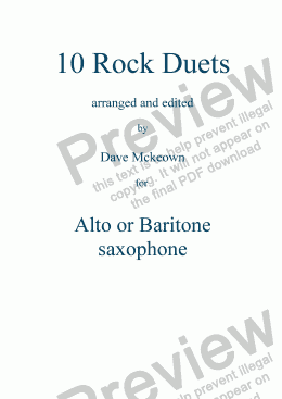 page one of 10 Rock Duets for Alto Saxophone
