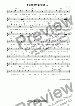 page one of I sing my praise ...
