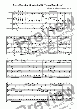 page one of String Quartet in Bb major KV172 "Vienna Quartet No.5"
