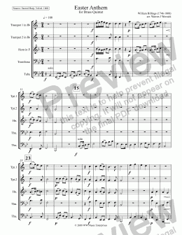 page one of Easter Anthem for Brass Quintet