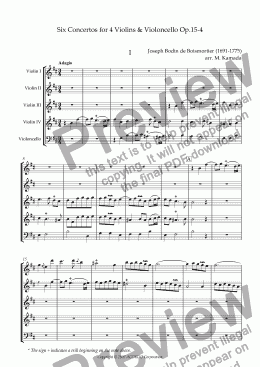 page one of Six Concertos No.4 for four Violins & Violoncello Op.15-4