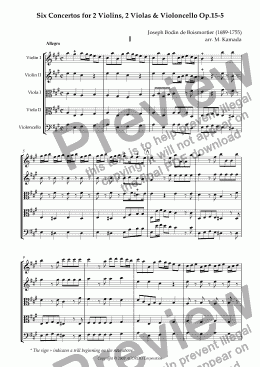 page one of Six Concertos No.5 for two Violins, two Violas & Violoncello Op.15-5