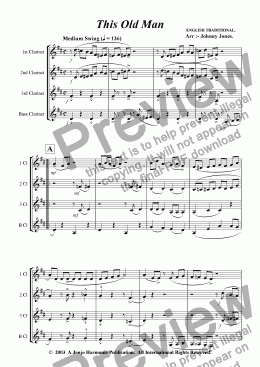 page one of This Old Man   (Clarinet Quartet)