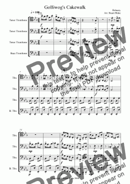page one of Golliwog's Cakewalk (Trombone Quartet)