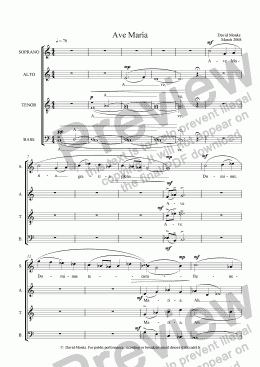 page one of Ave Maria (Latin Text) SATB  (Divisi) Revision I