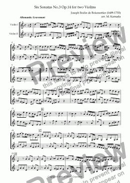 page one of Sonata (Duet) for Two Violins Op.14-3
