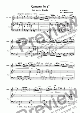 page one of Piano Sonata in C    3rd movt.. Rondo  Alto Sax