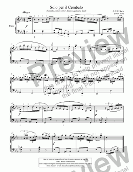 page one of Solo per il Cembalo (BWV 129)