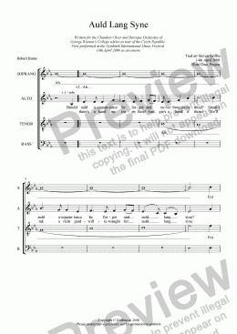 page one of Auld Lang Syne (SATB a cappella)