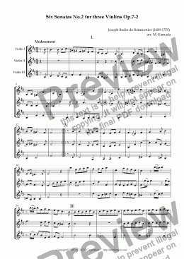page one of Six Sonatas No.2 for Three Violins Op.7-2
