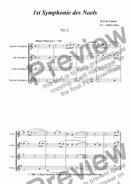 page one of 1st Symphonie des Noels   (Saxophone Quartet, Christmas Festival)