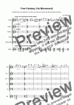 page one of Free Fantasy for Guitar and Strings Ist Movement