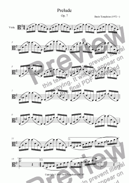 page one of Prelude for solo Viola, C Major, Op. 7