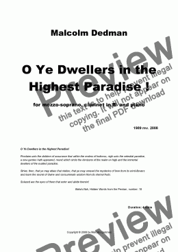 page one of O Ye Dwellers of the Highest Paradise