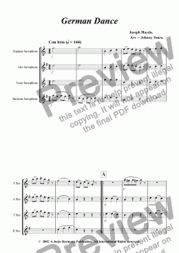 page one of German Dance   (Saxophone Quartet)