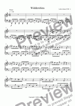 page one of Widdershins (solo piano)