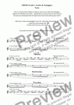 page one of Flute - Grade 1 Scale Plan