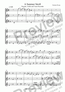 page one of A Summer Stroll for Recorder Trio
