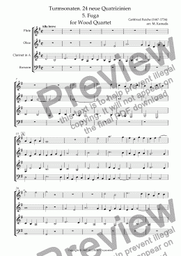 page one of Turmsonaten. 24 neue Quatrizinien 5. Fuga for Wood Quartet