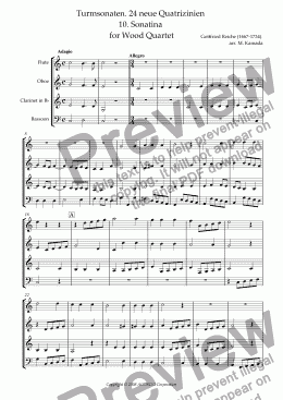 page one of Turmsonaten. 24 neue Quatrizinien 10. Sonatina for Wood Quartet