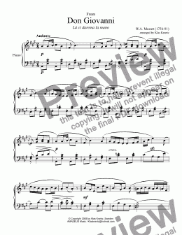 page one of La ci darem la mano from Don Giovanni for easy piano solo