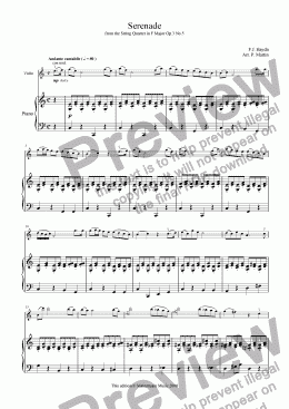 page one of Serenade - Violin & Piano