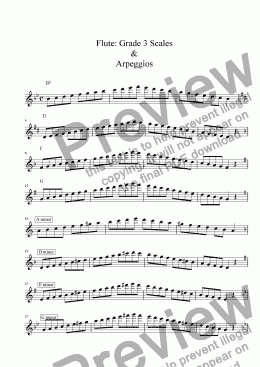 page one of Flute - Grade 3 Scales & Arpeggios( ABRSM format )