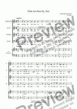 page one of ’Hide not thou thy face’ for SATB