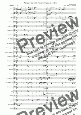 page one of Advance Australia Fanfare, fugue and Anthem (Concert Band)