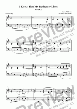 page one of I Know That My Redeemer Lives (Piano Solo)