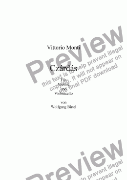 page one of Czardas (Cz&aacute;rd&aacute;s) (String Duo: Violin and Violoncello)
