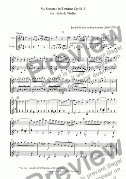 page one of Six Sonatas No.2 for Flute and Violin Op.51