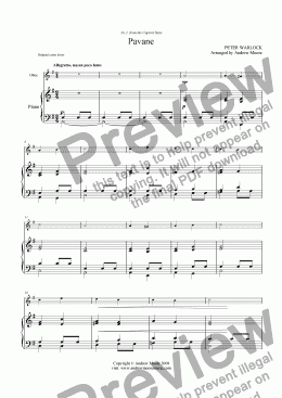 page one of Pavane from ’The Capriol Suite’ for Oboe & Piano