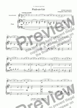 page one of Pieds-en-l’air from ’The Capriol Suite’ for Descant Recorder & Piano