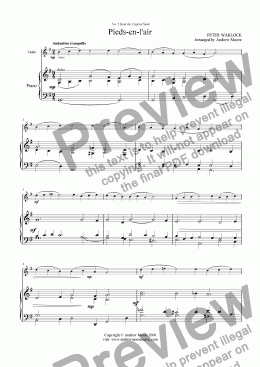 page one of Pieds-en-l'air from 'The Capriol Suite' for Violin & Piano
