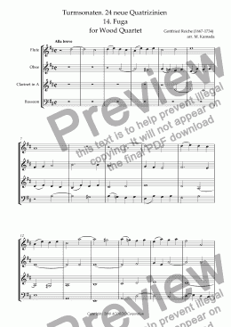 page one of Turmsonaten. 24 neue Quatrizinien 14. Fuga for Wood Quartet
