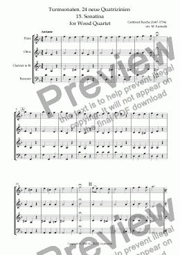 page one of Turmsonaten. 24 neue Quatrizinien 15. Sonatina for Wood Quartet
