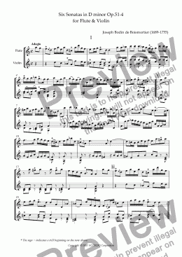page one of Six Sonatas No.4 for Flute and Violin Op.51