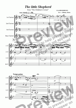 page one of Little Shepherd The   (Clarinet Quartet)