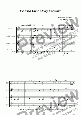 page one of We Wish You A Merry Christmas   (Clarinet Quartet)