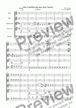 page one of Die Entführung aus dem Serail (The Abduction from the Seraglio): Overture