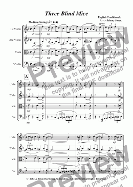 page one of 3 Blind Mice   (String Quartet)