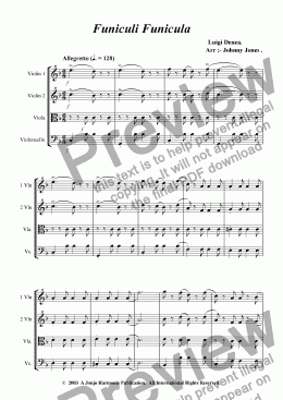 page one of Funiculi Funicula   (String Quartet)